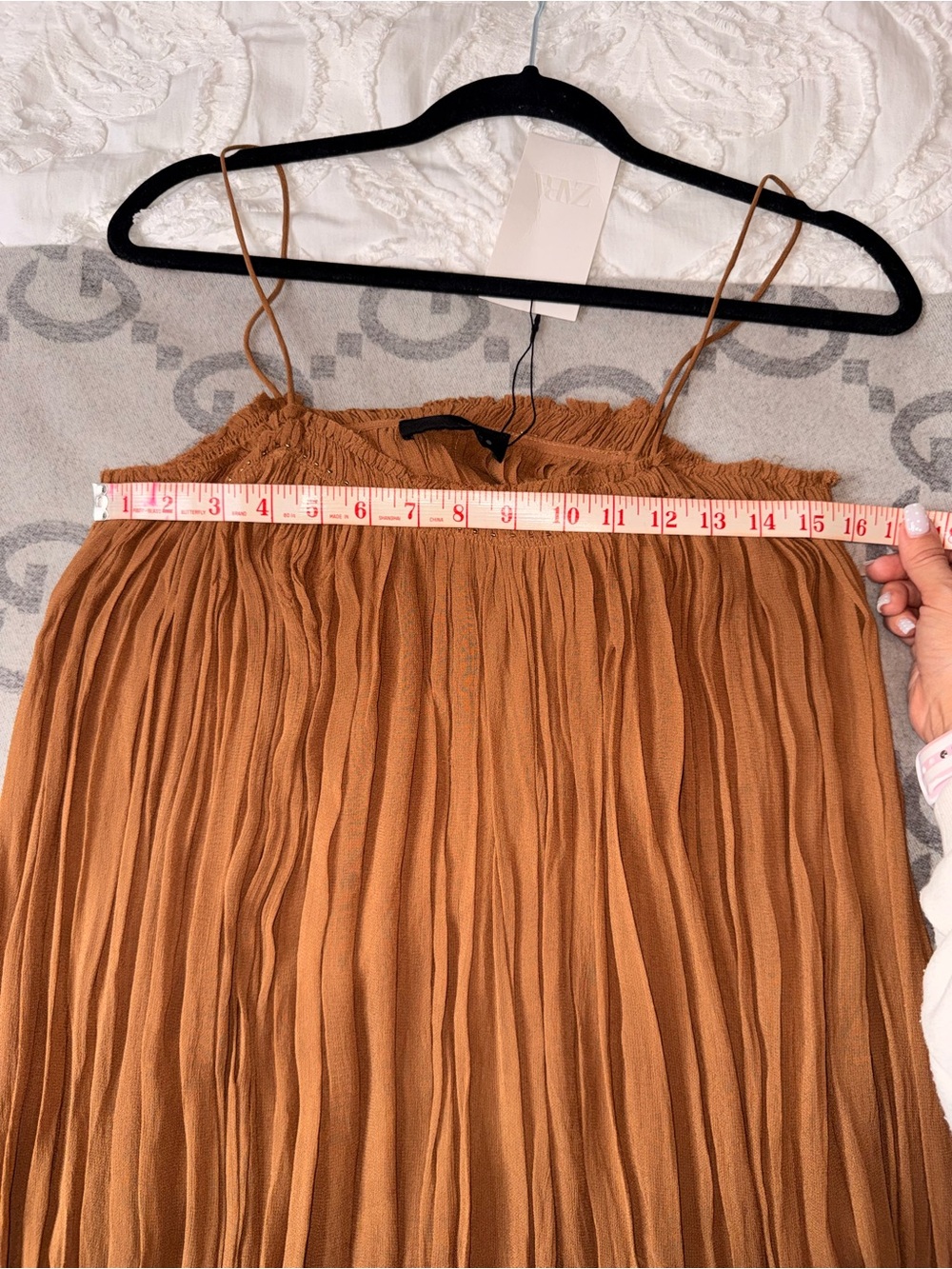 NWT Zara Brown Boho Maxi Dress with Lace Trim $129 - Picture 12 of 15